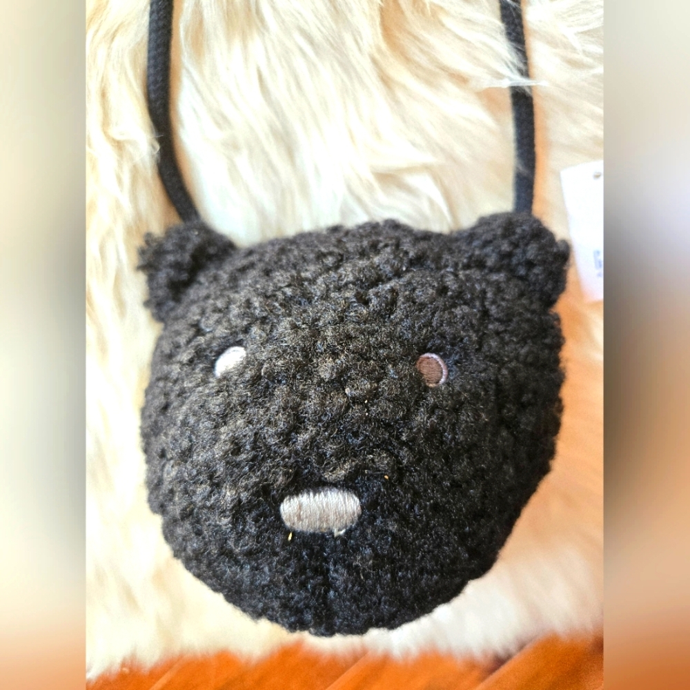 NEW💫Gap Black Bear Fuzzy Kid's Purse